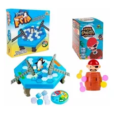 Kit 2 Jogos Barril Do Pirata Mini + Derruba Pinguim Infantil
