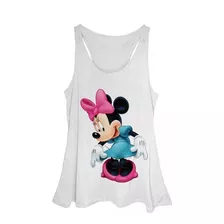 Camiseta Regata Feminina Estampada Minnie Laço Plus Size G4