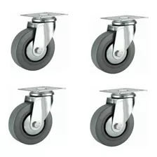 4 Ruedas Giratorias De Goma Gris Sin Freno 50mm Cap 50kg C/u