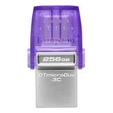 Memoria Microduo 3c Usb/tipo-c 3.2 G1 256gb Kingston, Lila Color Morado