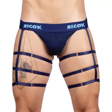 Cueca Com Cinta Liga Masculina Regulável Azul Escuro Ricok