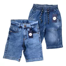 Kit 2 Bermudas Jeans Infantil Juvenil Menino 10 12 14 16