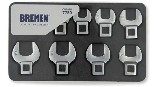 Set Llaves Pata De Cuervo Bremen Enc 3/8 10pz 10 A 19mm 7780