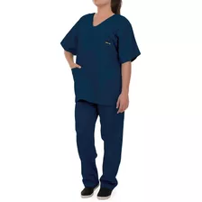 Conjunto Pijama Cirúrgico Hospitalar Em Oxford Azul Marinho