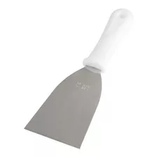  Espátula Reta 10cm Inox Lanches Chapa Hambúrguer Bife Cor Branco