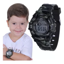 Relógio Verde Camuflado Infantil Juvenil Masculino Prova Dag