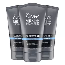 Dove Men+ Face Wash Hydrate Plus Skin Care, 5 Onzas, 3 Unid.