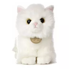 Mini Pelúcia Gato Branco Angorá Da Série Miyuni Aurora 16cms