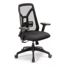 Silla De Escritorio Mobilarg Tokio Sin Cabezal To100 Ergonómica Negra Con Tapizado De Tela Y Mesh