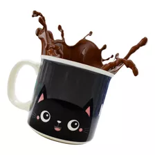 Taza Grande Para Café Diseño Gato Porcelana Tarro 500ml Color Gris Liso