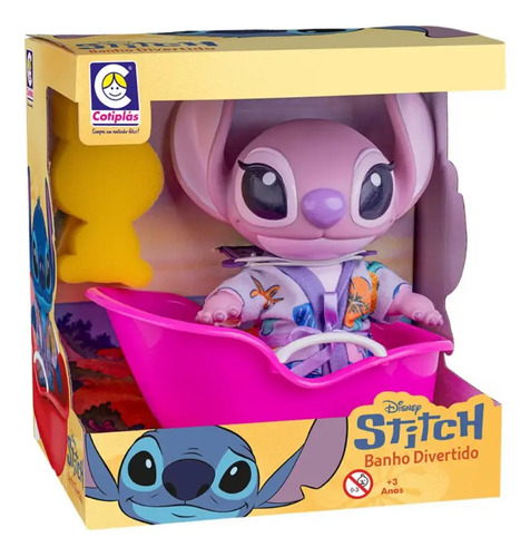 Boneco Disney Stitch Vinil Articulado Com Acessórios Rosa