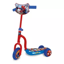 Monopatín De Pie Unibike Scooter 3 Ruedas Spiderman Azul Y Rojo Para 5 Años