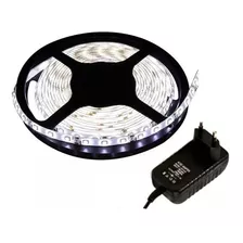 Fita 3528 De Led Rolo 5 Metros Branco Frio + Fonte Cor Da Luz Fria 110/220