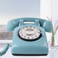 Teléfono Vintage Mcheeta , Con Dial Giratorio, Color Azul