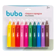 Giz De Cera Risque E Apague Com 10 Cores 14985 - Buba Cor Colorido