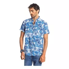 Camisa Hombre Manga Corta Michigan Azul Ferouch Ss 2022