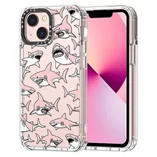 Funda Para iPhone 13 Mini 5.4 Pulgada Rosa Shark Print Tp-02