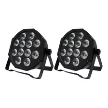 Kit 2 Refletor Led Par 64 Slim Rgbw 12 Leds Quadriled C/ Nf