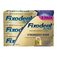 Fixador Para Dentadura Ultra Forte Fixodent 62,4g / 3 Tubos