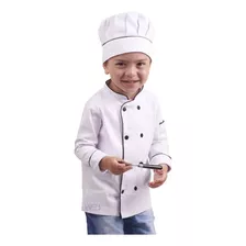 Kit Mini Chef Dólmã E Chapéu Gastronomia Infantil - Branco