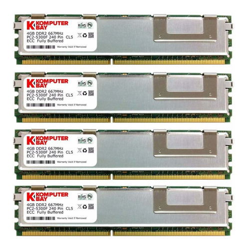 Kit Memoria Ram 16gb (4gbx4) Ddr2-pc5200f 667mhz Ecc Server