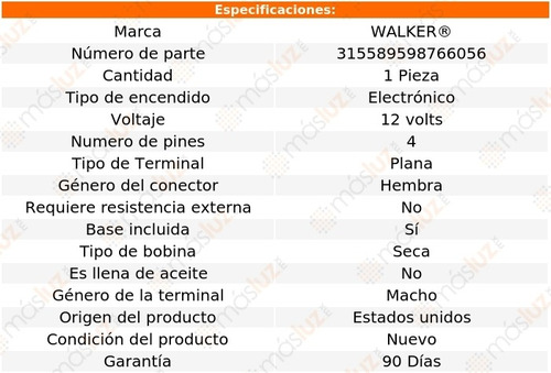 Bobina Encendido Daewoo Lanos L4 1.6l 99/02 Walker Foto 2