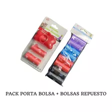 Pack 10 Rollos Bolsa Desecho Mascota + Practico Porta Bolsa