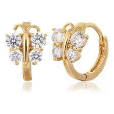 Arracadas Huggies Mariposa Swarovski Oro 14k Lam Niña Bebé