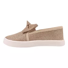 Tênis Feminino Infantil Slip On Menina Ouro Ligh Brilho Bebê