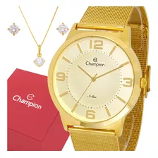 Relógio Feminino Champion Dourado Luxo Prova D'água Original