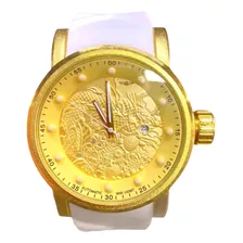 Relógio Masculino Estiloso Para Presente Dourado E Branco 