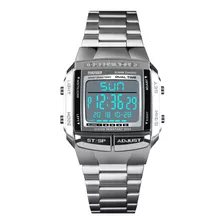 Silver Skmei 1381 Reloj Digital Analógico Para Hombre Moda C