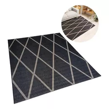 Tapete Sisal 250x300 Geométrico Sala Ampla Oferta Black