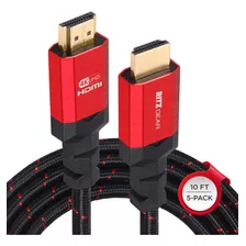 Cable Hdmi 2.0 4k De 10 Pies [5 Paquetes] De Ritzgear. Cable