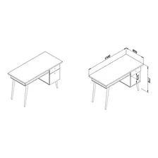 Mesa Escrivaninha Rt 3067 Branco/rústico - Móvel Bento Cor Branco