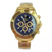 Rolex Daytona Masculino Em Dourado Com Destaques Pretos.