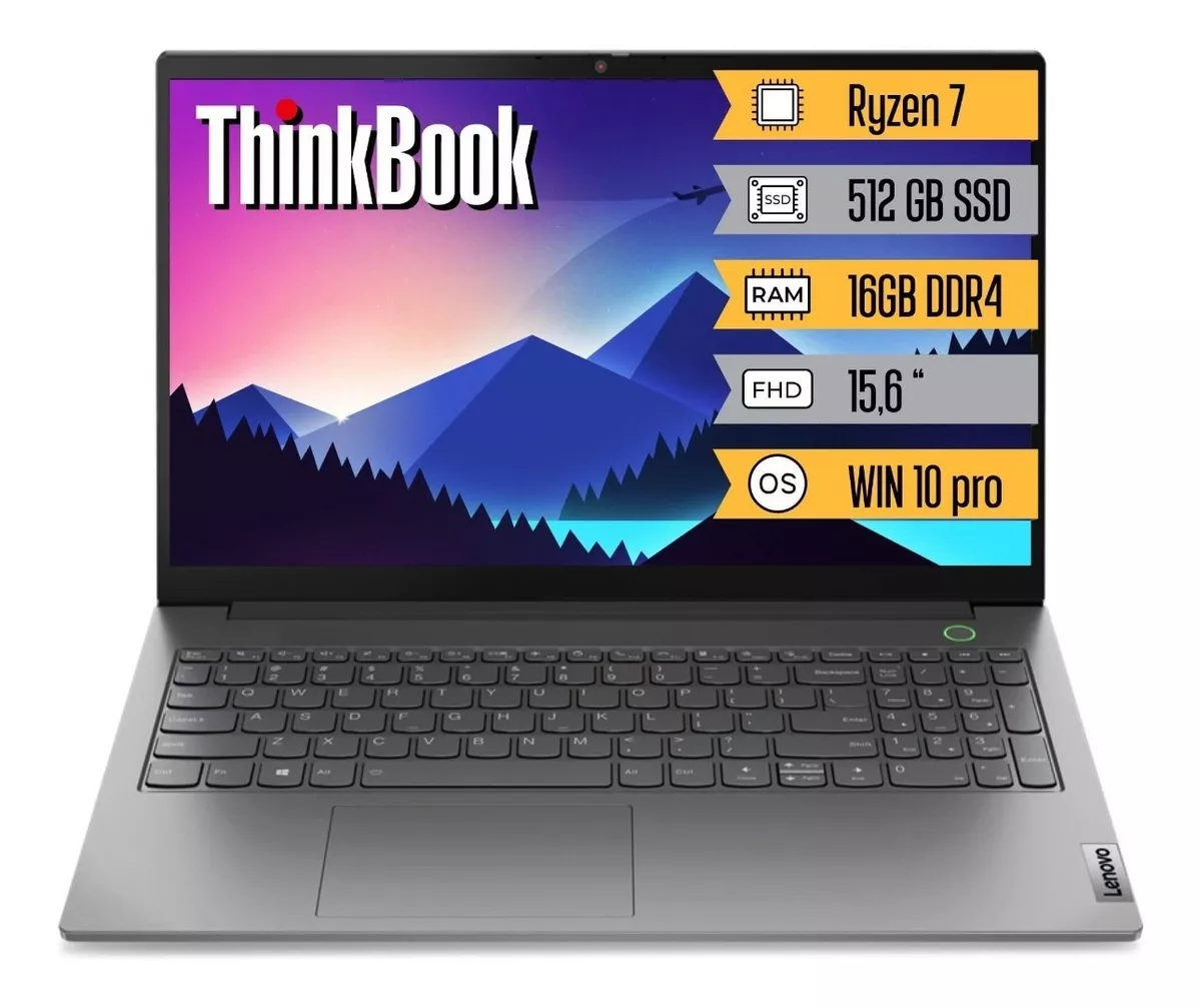 Portátil Lenovo Thinkbook Win 10 Pro Ryzen 7 512gb 16gb 15.6