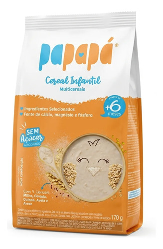Cereal Infantil Multicereais Papapá 170g Sem Açúcar