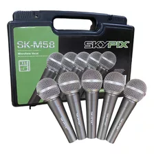 Kit 5 Microfones Dinâmicos Skypix Tipo Beta Sm-58 - C/ Case