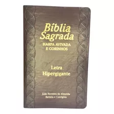 Bíblia Sagrada Letra Hipergigante Com Índice E Harpa Avivada Luxo Marrom