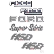 Emblemas F1000 + Ford Super Série + Hsd Prata - 1996 À 1998