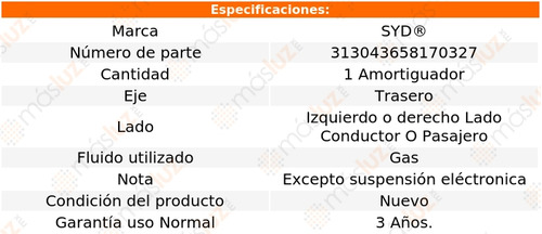 1- Amortiguador Gas Trasero Izq/der Avalanche 1500 00/14 Syd Foto 2