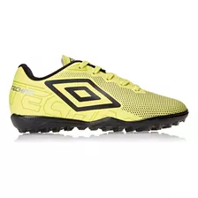 Chuteira Society Techno Jr Umbro Cor Verde Limao/preto/cinza Tamanho 34 Br