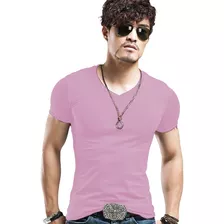 Kit Com 3 Camisetas Camisa Blusa Masculina Gola V Lisa Slim