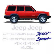 Kit Completo Adesivos Jeep Cherokee 4x4 4.0l Sport Azul