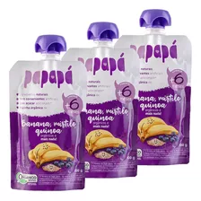 3 X Papinha Papapá Orgânica De Banana, Mirtilo E Quinoa 100g