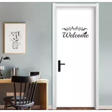 Vinilo Decorativo Calcomanía De Bienvenida Para Puerta 10x25