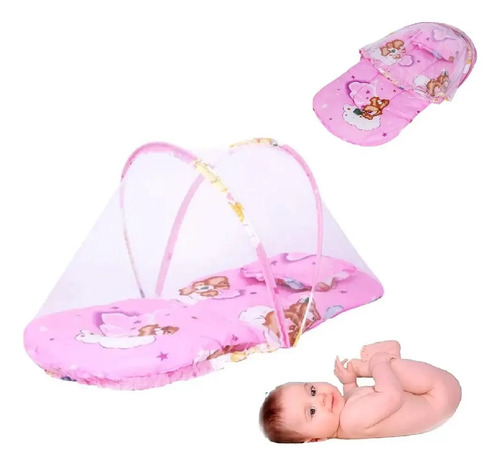 Berco Mosquiteiro Barraca Cama Colchonete Bebe Rosa Meninas