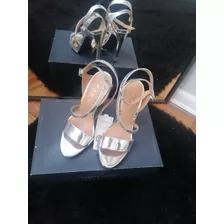 Zapato Sandalia Tiras Charol Zara Taco Alto 12 Cms