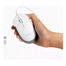 Mouse Óptico Macally, Usb-c, 4 Niveles Dpi, Blanco Y Plata